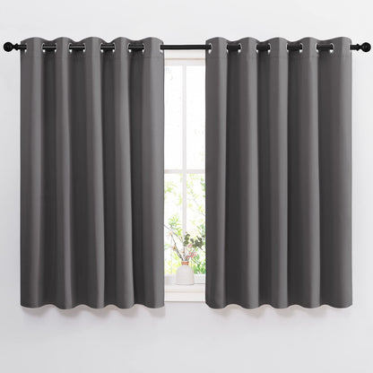 NICETOWN Bedroom Blackout Curtains Panels - Window Treatment Thermal Insulated Solid Grommet Blackout for Living Room (Set of 2, 66 by 54 Inch, Grey)