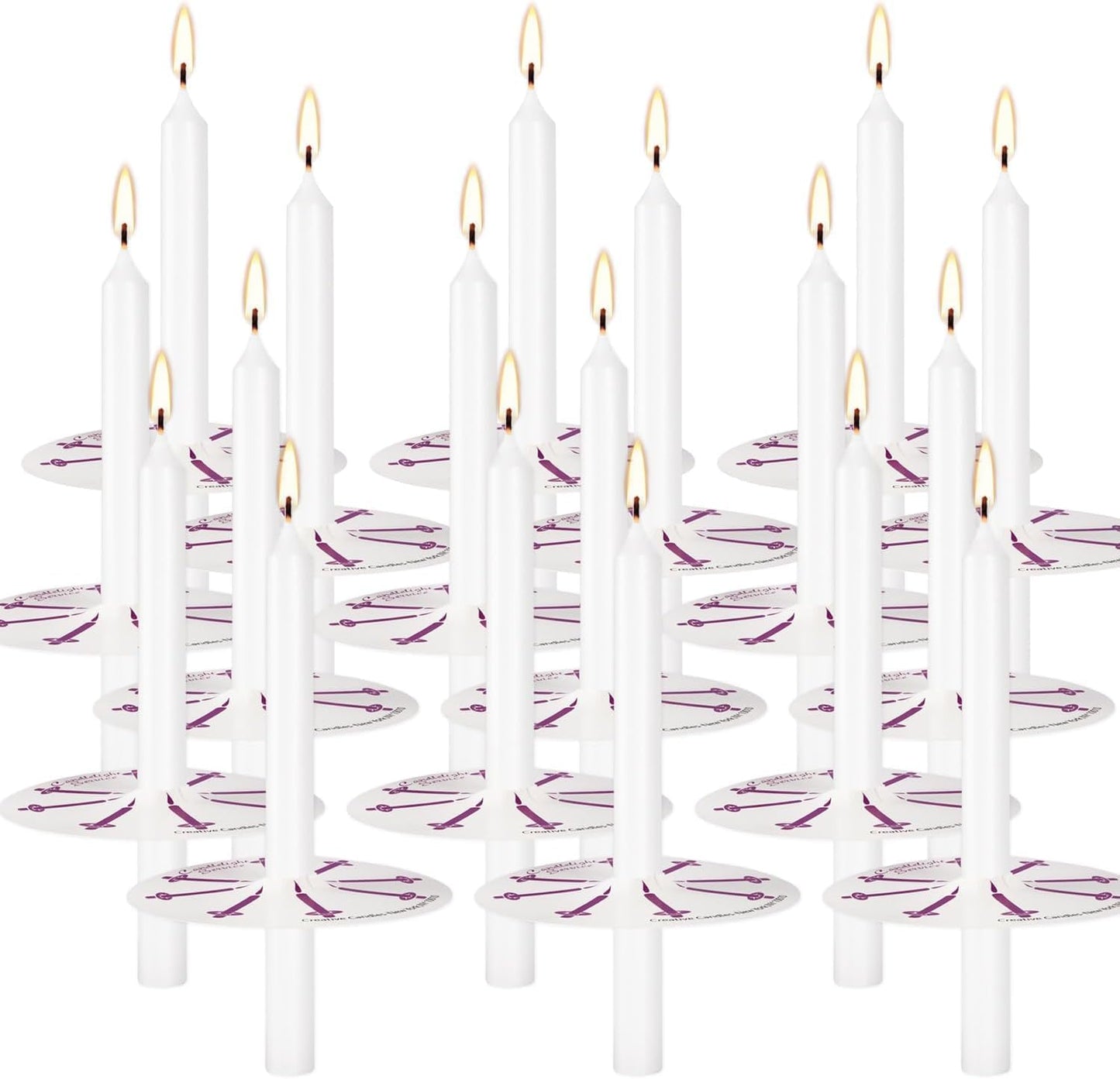 YOROXRG Church Candles - 200 Pcs Unscented White with Drip Protectors | 5" H x 1/2" D for Vigil Services