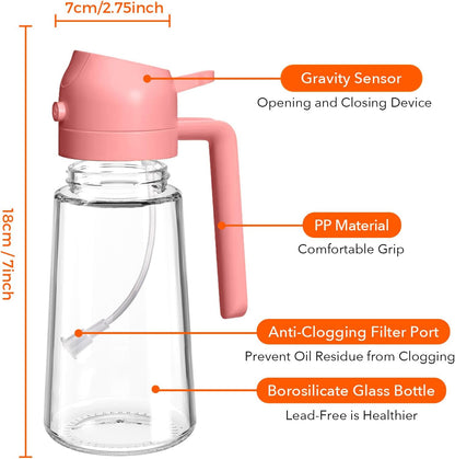 YARRAMATE Oil Sprayer - 16oz Food-Grade Olive Oil Dispenser for Cooking & BBQ | Pink Color