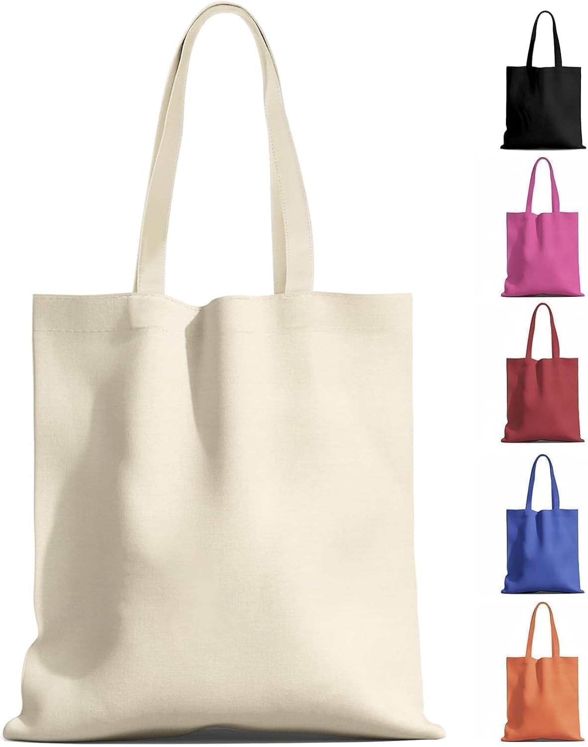 MOLOVA Premium Canvas Reusable Tote Bags - Eco-Friendly Gift Bags for Work & Shopping | 1-200 Pack Available