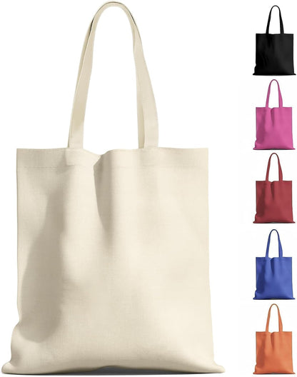 MOLOVA Premium Canvas Reusable Tote Bags - Eco-Friendly Gift Bags for Work & Shopping | 1-200 Pack Available