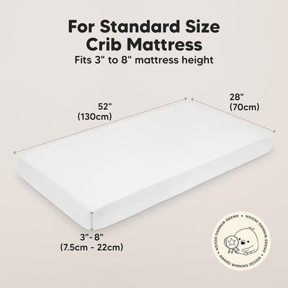 KeaBabies Baby Crib Sheets - 2-Pack Soft Viscose Bamboo Fitted Toddler Bedding | 52x28, Neutral Rose
