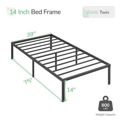 Novilla Twin Bed Frame, 14 Inch Metal Platform Bed Frame Twin Size No Box Spring Needed, Heavy Duty Steel Slat Support, Easy Assembly