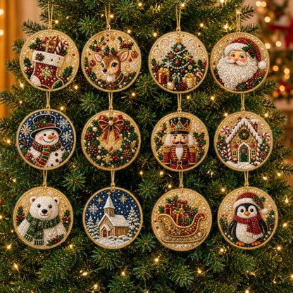 12pcs Christmas Diamond Painting Ornaments DIY Pearl Art Kits for Adults - Variation #a