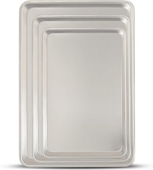 Umite Chef Baking Sheet Pan Set - Commercial Quality Aluminum Cookie Sheets | Warp Resistant, 3 Sizes