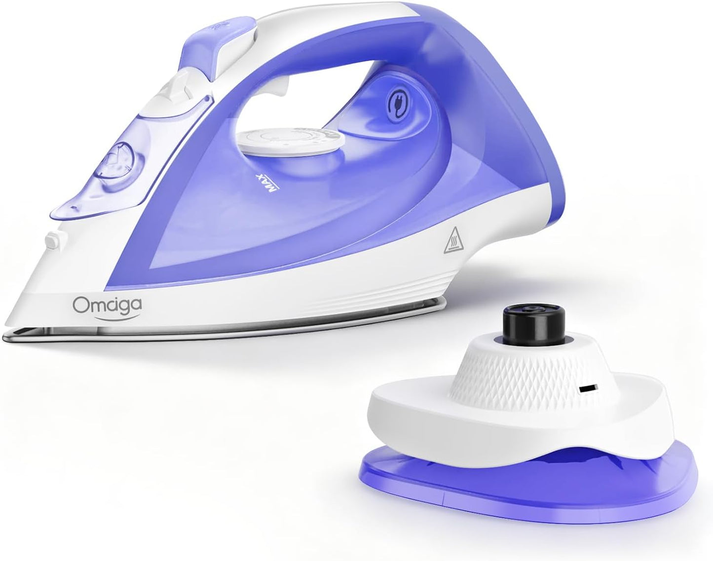 OMAIGA Cordless Steam Iron - 1550W Rapid Heating, Ceramic Soleplate, 3-Way Auto-Off | Purple, 12.85oz Tank