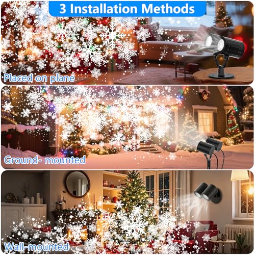 Christmas Projector Lights Outdoor Snowflake Projector with Timer - Dual-Head Holiday Decor