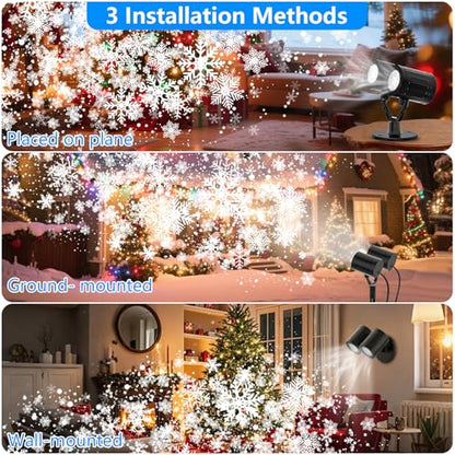 Christmas Projector Lights Outdoor Snowflake Projector with Timer - Dual-Head Holiday Decor