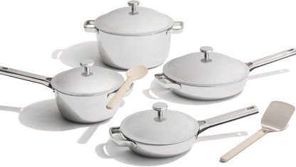 Our Place Titanium Pro Cookware Set - 10-Piece Non-Toxic Pots and Pans | Induction & Oven-Safe Up to 1000°F | Chrome Finish