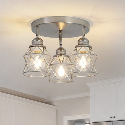 ABEAJAT Kitchen Light Fixtures - 3-Lights Multi-Directional Ceiling Lamp with E26 Base, Adjustable Flush Mount for Farmhouse Kitchen, Hallway, Dining Room, Entryway