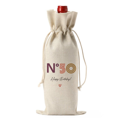 FBCCZEY Happy 50th Birthday Party Decorations for Women Men, Cool 50th Birthday Gifts for Her Him Wine Bag, 50 Year Old 1974 Birthday Gifts for Women Men Wine Bags, N 50 Wine Bottle Bag