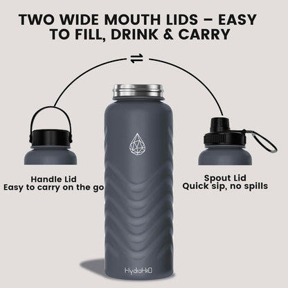 Skiennix 24oz Stainless Steel Insulated Water Bottle - 48H Cold & 24H Hot, Leak-Proof, BPA-Free | Grey