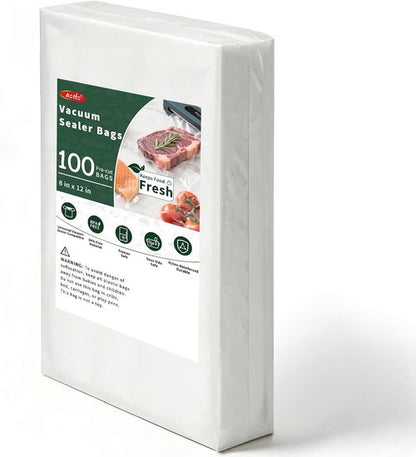 Aotto Vacuum Sealer Bags - 100 Count Quart 8" x 12" BPA-Free Commercial Grade Food Storage Bags