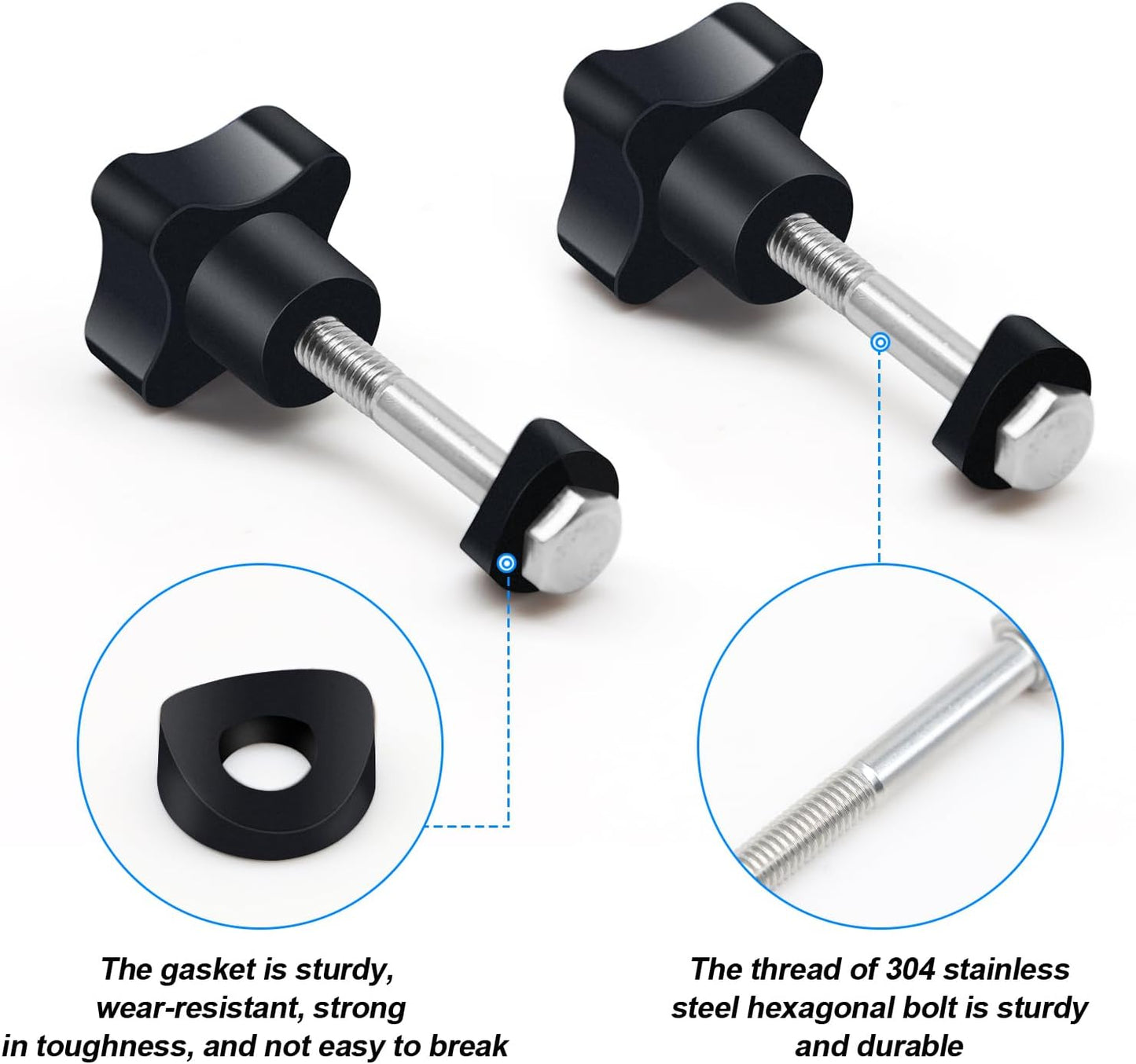 Rollator Walker Replacement Knob 2 PCS Replacement Arm Adjustment Knobs for Rollator Walker Accessories,Rollator Parts Knobs with M6 Track Bolt Set