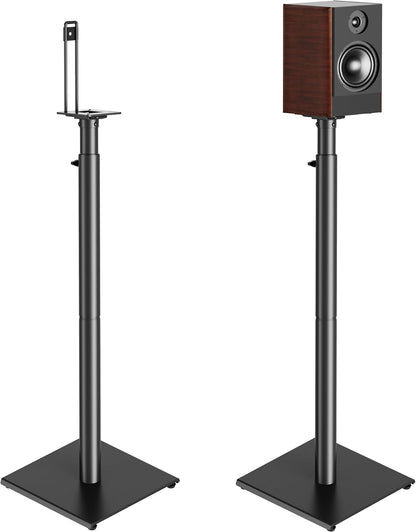 USX MOUNT Bookshelf Speaker Stands - Height Adjustable 32-42 Inch for Surround Sound | Max Load 11 lbs