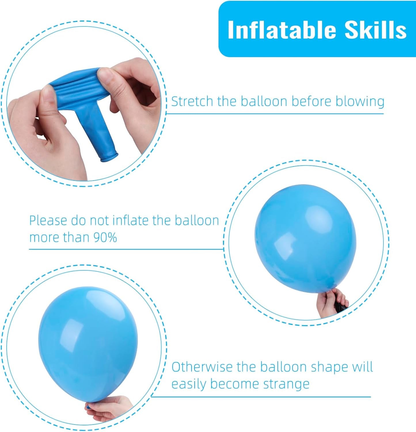 RUBFAC Light Blue Balloons - 129-Piece Set in Various Sizes for Graduation & Baby Shower Decor