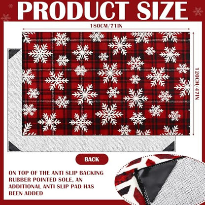 Christmas Area Rug 4x6 Buffalo Plaid Snowflake Rug for Living Room - Snowflake / 1'1" x 1'1"