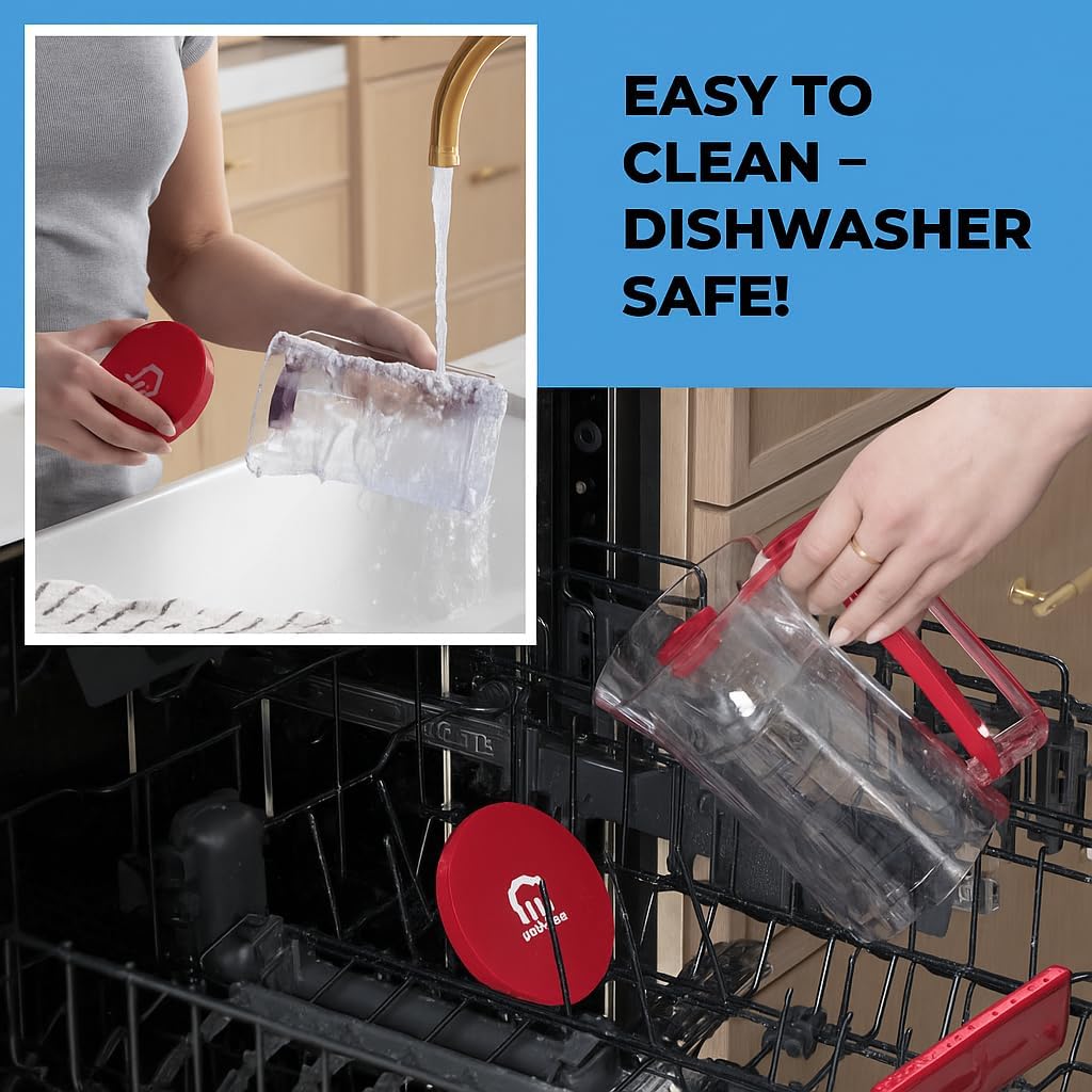 Skiennix Pancake Batter Dispenser - Easy Pour Tool for Perfect Pancakes, Waffles & Muffins - Red