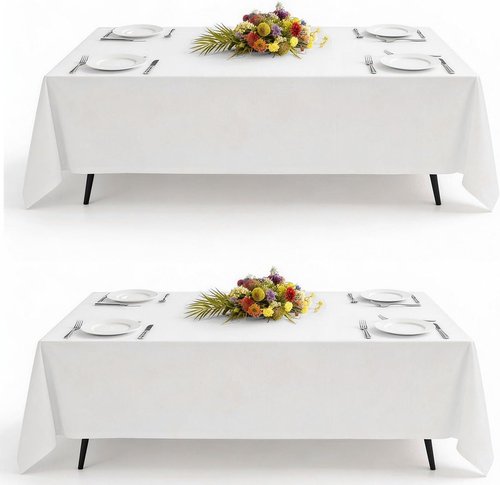 Goodluck Tablecloth - 2 Pack White Rectangular 60 x 102 Inch | Washable Cover for Dining & Events