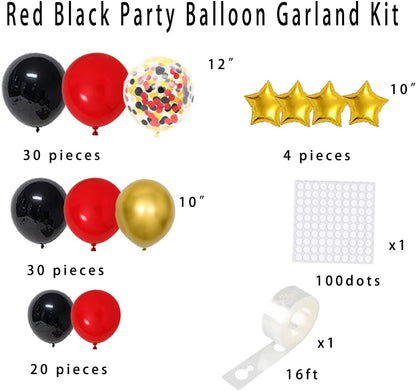 Red Black Gold Balloon Garland Arch Kit - Perfect for Casino, Birthday, Bachelorette & Graduation Celebrations