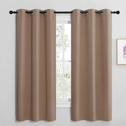 NICETOWN Blackout Curtains - Thermal Insulated Grommet Drapes for Small Windows | Set of 2, 42x68 Inch, Cappuccino