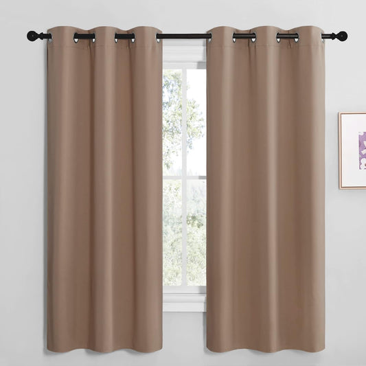 NICETOWN Blackout Curtains - Thermal Insulated Grommet Drapes for Small Windows | Set of 2, 42x68 Inch, Cappuccino