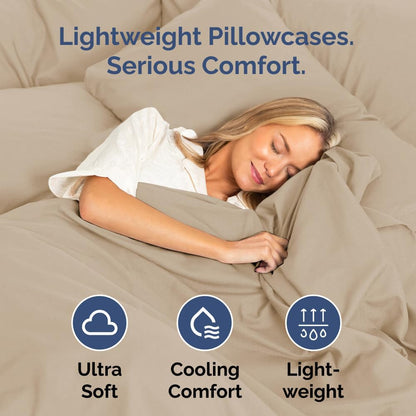 Skiennix Body Pillowcases Set of 4 | Soft & Cozy 20x54 Long Pillow Covers - Breathable, Fade-Free, Machine Washable (Cream)