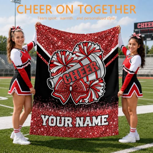 Red Personalized Cheerleading Blanket - Custom Teen Girl Gift