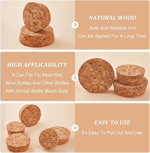 GORGECRAFT 10PCS 2 Sizes Large Wooden Tapered Cork Plugs 1.5 to 1.9 Inch Diameter Natural Soft Wood Replacement for Wine, Beer and Glass Bottles Ornaments