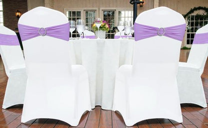 MDS Spandex Chair Sashes - Pack of 200 Elastic Stretch Bows with Buckle Slider | Lavender