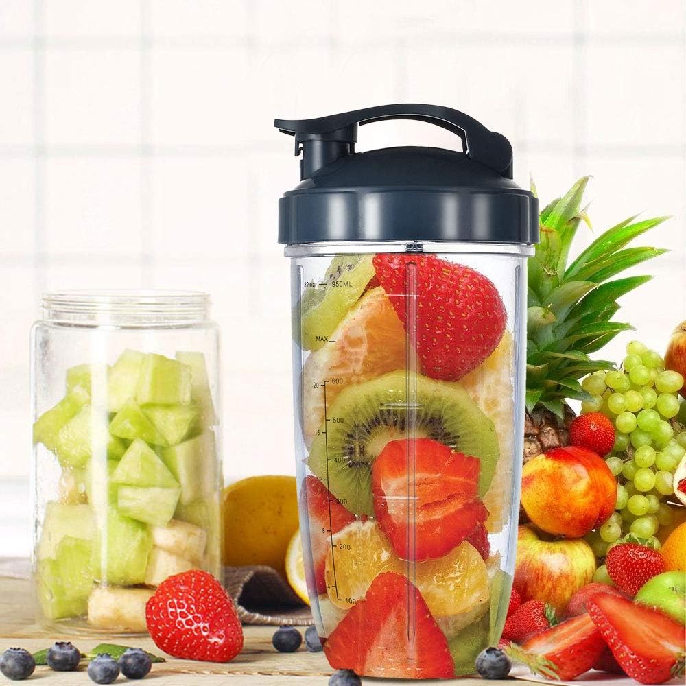 Nutribullet Upgrade Blender Cups - 32oz Replacement Parts with Flip-Top To-Go Lids | 2 Pack