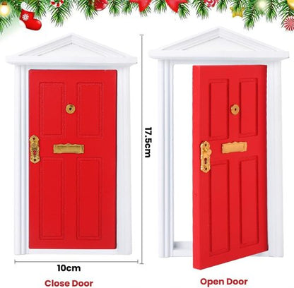 Celltestria 39-Piece Red Christmas Elf Fairy Door Decoration Set | Miniature Figures & Wooden Doors for Dollhouses