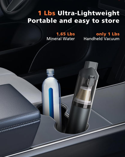 Skiennix Portable Car Vacuum - 16000Pa Powerful Suction | Cordless Rechargeable 4-in-1 Cleaner (Grey)