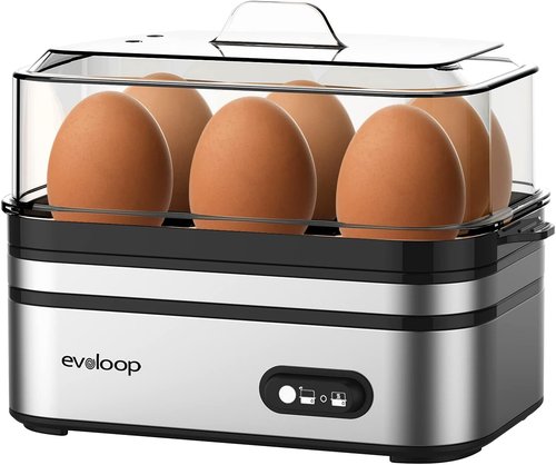 Evoloop Rapid Egg Cooker - Electric 6-Egg Capacity with 1.7L Electric Kettle | Perfect Breakfast Solution