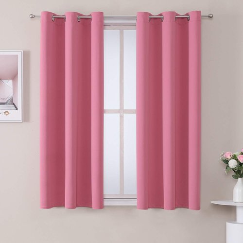 ChrisDowa Small Window Curtains - 40-Inch Grommet Thermal Insulated Room Darkening Panels | Pink (2 Panels)