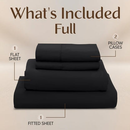 Utopia Bedding Full Sheet Set – 4 Piece Bed Sheets for Full Size Bed, Soft and Breathable Microfiber, Includes 1 Fitted Sheet, 1 Flat Sheet and 2 Pillowcases (Black)