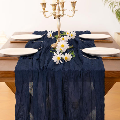 Socomi 10-Piece Navy Blue Cheesecloth Table Runner - 120-Inch Boho Rustic Decor for Weddings & Events