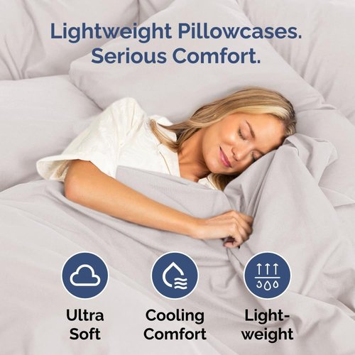 King Standard Pillow Cases - Soft Hotel Quality, Wrinkle Resistant, 2 Piece Set - Light Grey