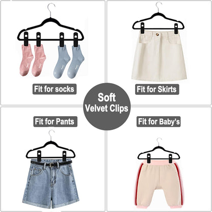 TOFIIGREM Velvet Hangers - 40 PCS Black Clips for Pants, Skirts & Baby Clothes | Durable & Non-Slip