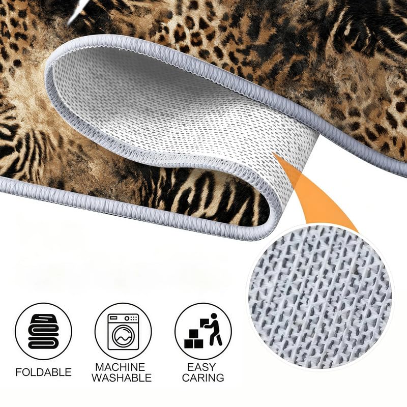 Leopard Area Rug with Non-Slip Backing - 4x6 Faux Animal Print for Living Room