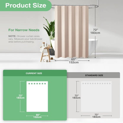 Dynamene Stall Shower Curtain - 60 inch Waffle Weave Heavy Duty Thick Fabric Shower Curtains for Bathroom, Weighted Hotel Spa Luxury Cloth Bath Curtain Set with 10 Plastic Hooks, 60x72, Rose