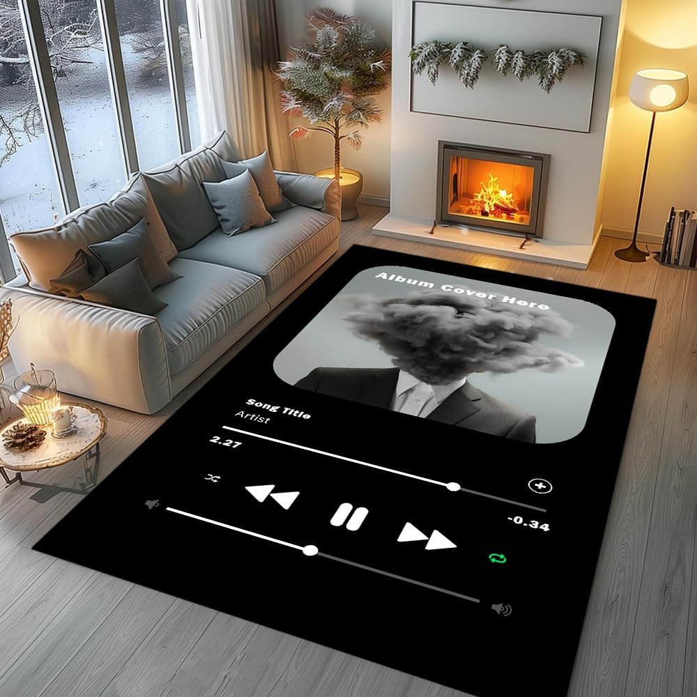 Skiennix Personalized Album Cover Rug - Custom Non-Slip Area Rug for Music Lovers | Bedroom & Living Room Decor