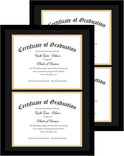 JCJMY Double Diploma Frame Set - Classic Black & Gold | Fits 8.5x11 with Mat or 14x20 Without Mat, 2 Pack