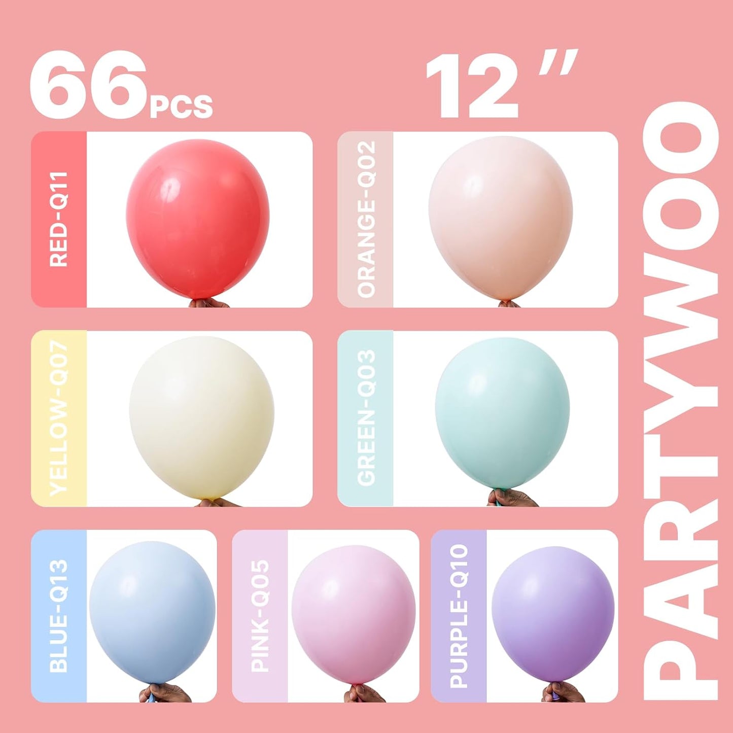 PartyWoo Pastel Balloons - 66pcs 12 Inch Latex Balloons for Baby Showers & Celebrations