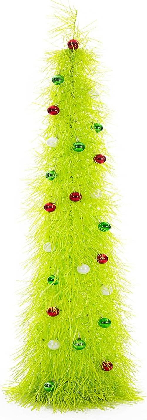 BrilliantJo 5ft Christmas Tree - Collapsible Design with Lights & Ornaments | Green Tinsel Decor