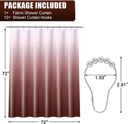 OLANLY Luxury Ombre Shower Curtain Set - Waterproof & Washable | Brown & White, 72x72 Inches