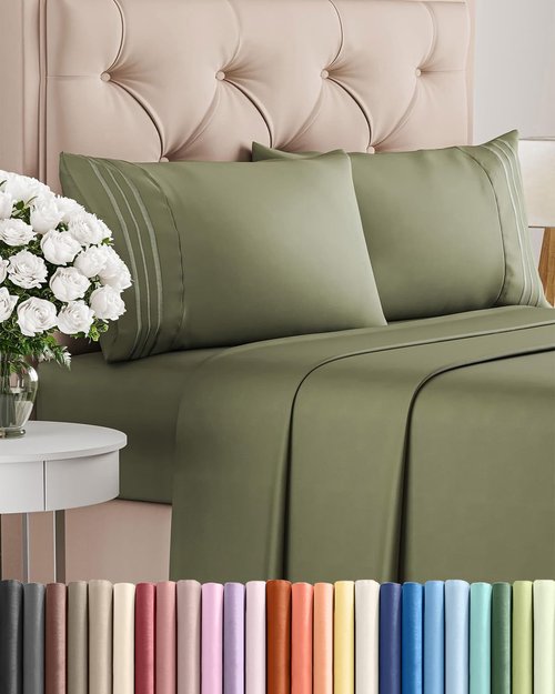Queen Size 4 Piece Sheet Set - Comfy Breathable & Cooling Bed Sheets Set - Hotel Luxury Bedding for Women, Men, Kids, Teens, Boys & Girls - Deep Pockets, Soft and Wrinkle Free - Oeko-Tex - Sage Green