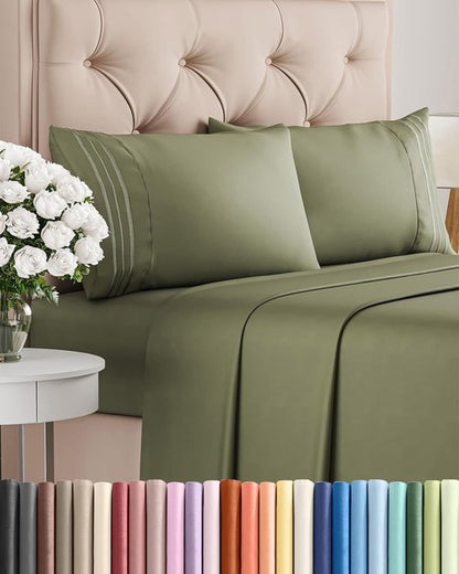 Full Size 4 Piece Sheet Set - Comfy Breathable & Cooling Bed Sheets Set - Hotel Luxury Bedding for Women, Men, Kids, Teens, Boys & Girls - Deep Pockets, Soft and Wrinkle Free - Oeko-Tex - Sage Green
