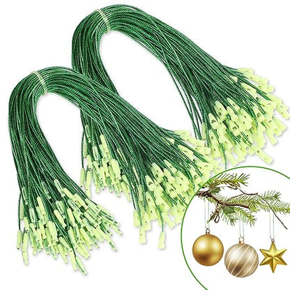 Green Christmas Ornament String Hanger - 200 Pcs, 7.9 Inch Holiday Decoration Hooks