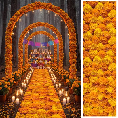 Day of the Dead Marigold Path Runner for Aisle & Decor - 2x10 ft